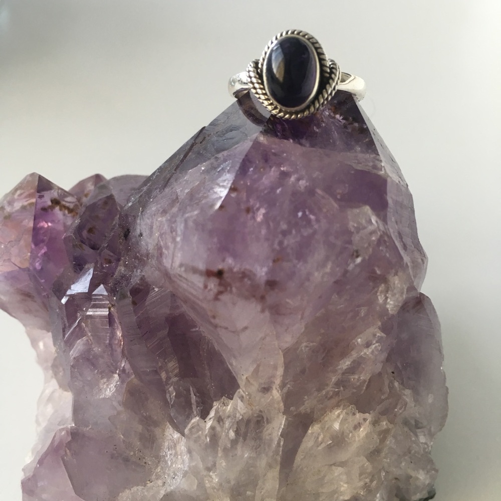 Amethyst crystal ring